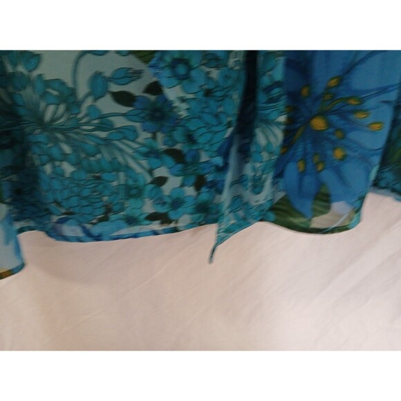Norton McNaughton Skirt Size 8 Midi Lined Blue Floral Trumpet - Flowy- Front Tie - Picture 7 of 16